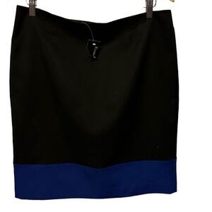 NEW Evan-Picone Stretch Pencil Skirt | Black & Blue Colorblock | Women’s Size 14